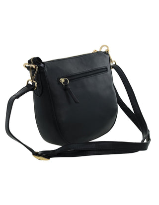 Crossbody Bag Black / Leather PC 3984 BLK Pierre Cardin Italian Leather Crossbody Ladies Bag in Black