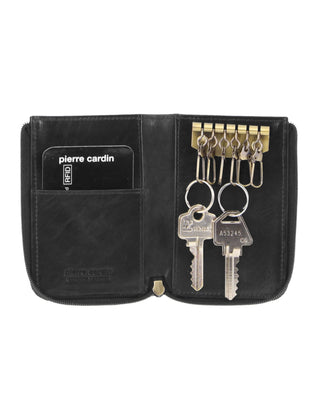 Organiser Black / Leather PC 2756 BLK Pierre Cardin Italian Leather Key + Credit Card Holder in Black