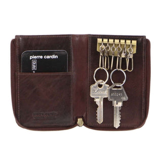 Organiser Chocolate / Leather PC 2756 DCHOC Pierre Cardin Italian Leather Key + Credit Card Holder in Chocolate