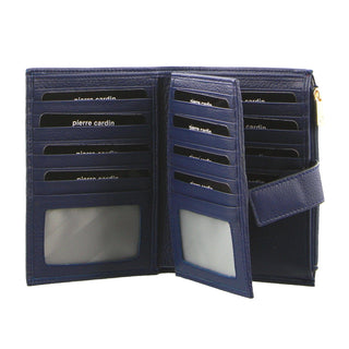 Leather Wallet Navy / Leather PC 1818 NAVY Pierre Cardin Italian Leather Ladies Tab Wallet in Navy