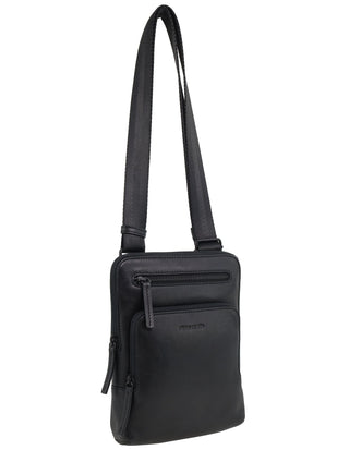 Crossbody Bag Black / Leather PC 4006 BLK Pierre Cardin Italian Leather Men's Casual Crossbody Bag in Black