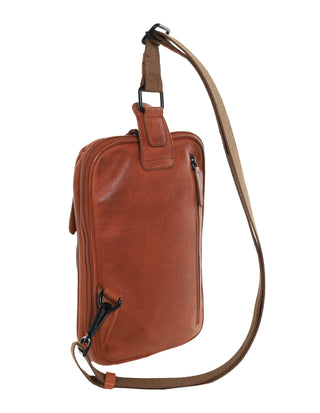 Sling Bag Cognac / Leather PC 3949 COGN Pierre Cardin Italian Leather Men's Crossbody Sling Bag in Cognac