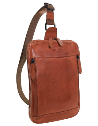 Sling Bag Cognac / Leather PC 3949 COGN Pierre Cardin Italian Leather Men's Crossbody Sling Bag in Cognac