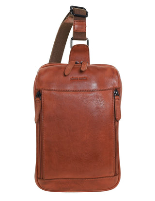 Sling Bag Cognac / Leather PC 3949 COGN Pierre Cardin Italian Leather Men's Crossbody Sling Bag in Cognac