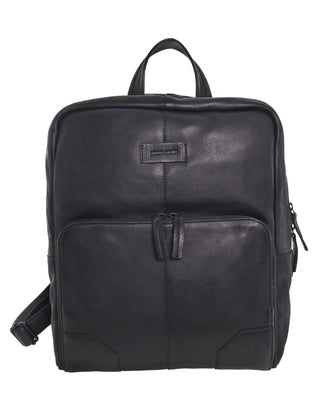 Backpack Black / Leather PC 4008 BLK Pierre Cardin Italian Leather Men's Sleek Vintage Backpack in Black