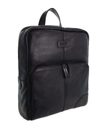 Backpack Black / Leather PC 4008 BLK Pierre Cardin Italian Leather Men's Sleek Vintage Backpack in Black