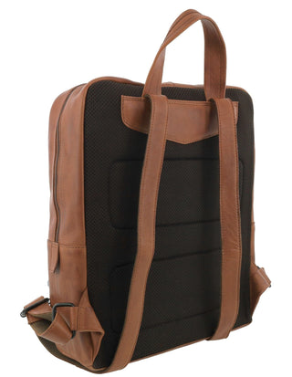 Backpack Cognac / Leather PC 4008 COGN Pierre Cardin Italian Leather Men's Sleek Vintage Backpack in Cognac