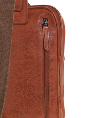 Sling Bag Cognac / Leather PC 3949 COGN Pierre Cardin Italian Leather Men's Structured Crossbody Sling Bag in Cognac