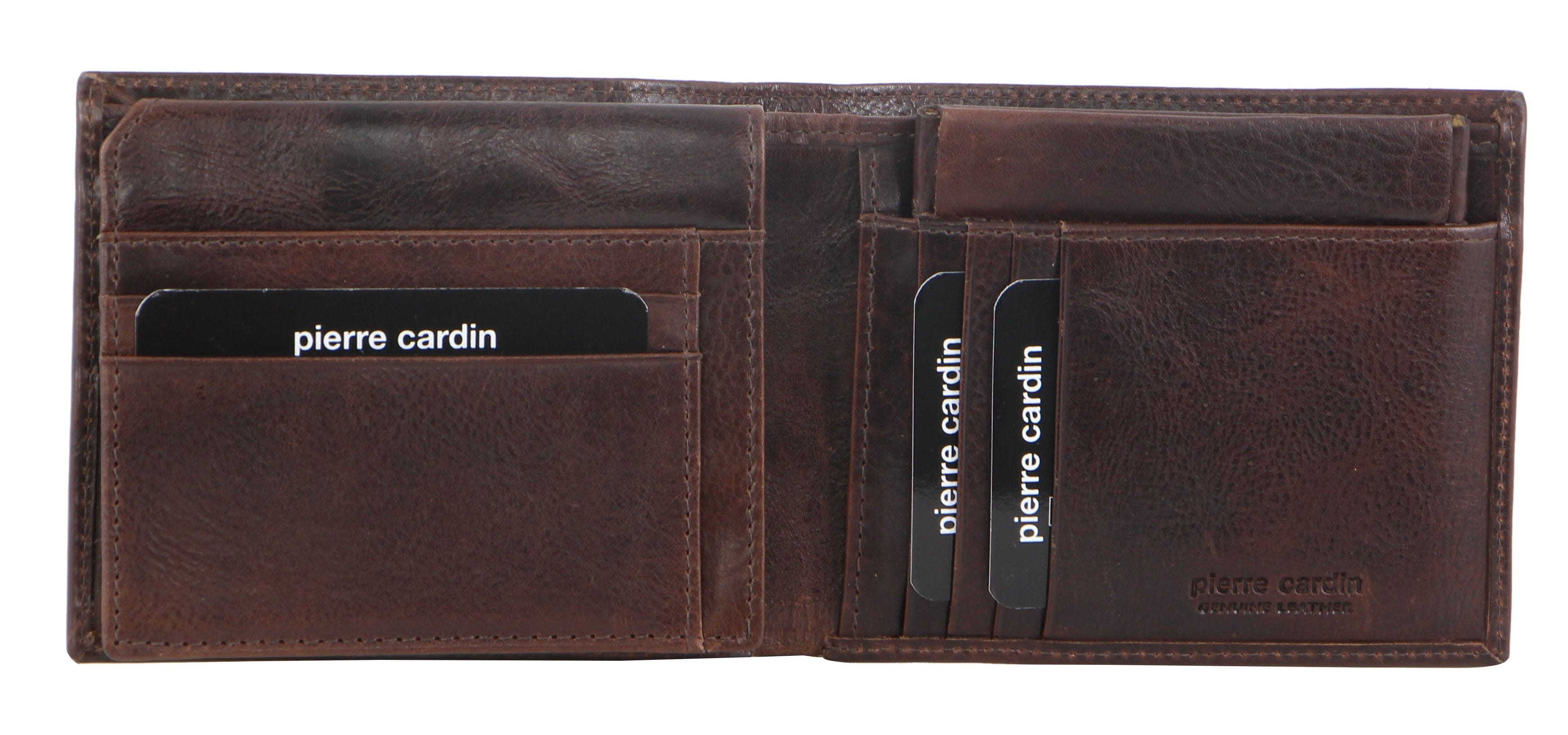Pierre Cardin Men's Leather Coin Holder & Credit Card Wallet – Slim Foldable Design