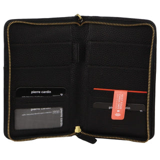 Passport Wallet Black / Leather PC 3911 BLK Pierre Cardin Italian Leather Passport Wallet in Black