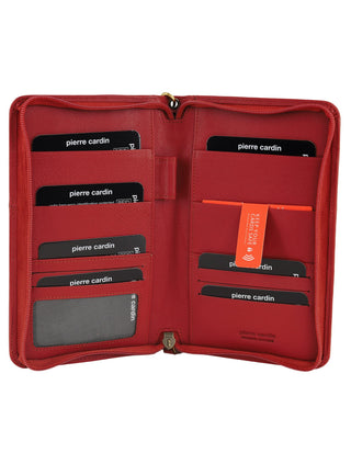 Passport Wallet Red / Leather PC 3911 RED Pierre Cardin Italian Leather Passport Wallet in Red