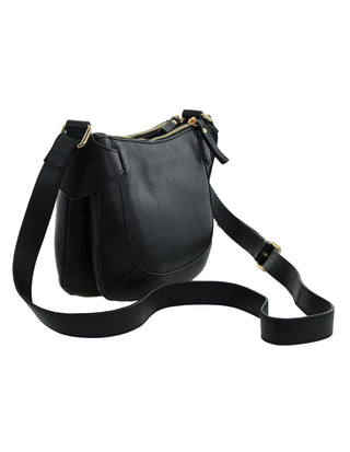 Crossbody Bag Black / Leather PC 3991 BLK Pierre Cardin Italian Leather Sleek Crossbody Ladies Bag in Black