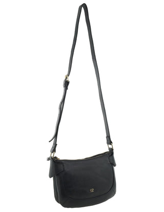 Crossbody Bag Black / Leather PC 3991 BLK Pierre Cardin Italian Leather Sleek Crossbody Ladies Bag in Black