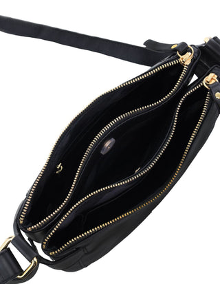 Crossbody Bag Black / Leather PC 3991 BLK Pierre Cardin Italian Leather Sleek Crossbody Ladies Bag in Black