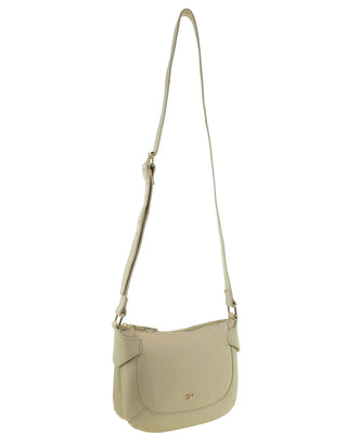 Crossbody Bag Bone / Leather PC 3991 BONE Pierre Cardin Italian Leather Sleek Crossbody Ladies Bag in Bone