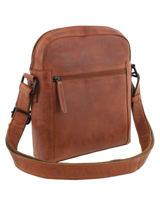 Crossbody Bag Cognac / Leather PC 4009 COGN Pierre Cardin Italian Leather Slim Vintage Men's Crossbody Bag in Cognac