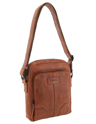 Crossbody Bag Cognac / Leather PC 4009 COGN Pierre Cardin Italian Leather Slim Vintage Men's Crossbody Bag in Cognac