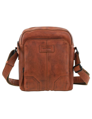 Crossbody Bag Cognac / Leather PC 4009 COGN Pierre Cardin Italian Leather Slim Vintage Men's Crossbody Bag in Cognac