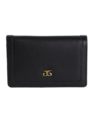 Leather Wallet Black / Leather PC 4012 BLK Pierre Cardin Italian Leather Snap Button Bi-Fold Ladies Flat Wallet in Black