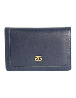 Leather Wallet Navy / Leather PC 4012 NAVY Pierre Cardin Italian Leather Snap Button Bi-Fold Ladies Flat Wallet in Navy