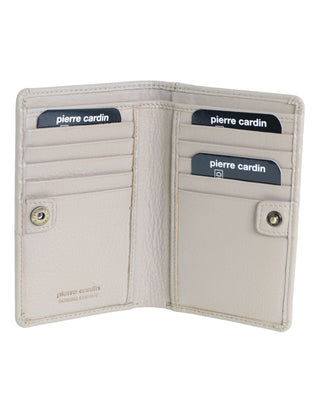 Leather Wallet Taupe / Leather PC 4012 TAUP Pierre Cardin Italian Leather Snap Button Bi-Fold Ladies Flat Wallet in Taupe