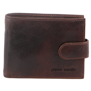 Leather Wallet Chocolate / Leather PC 8874 CHOC Pierre Cardin Italian Leather Tab Men's Wallet in Chocolate