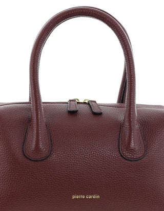 Mini Tote/Crossbody Bag Wine / Leather PC 4142 WINE Pierre Cardin Italian Leather Tote Crossbody Bag in Wine