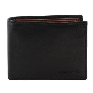 Leather Wallet Black-Cognac / Leather PC 2632 BLK-COG Pierre Cardin Italian Leather Two Tone Tri-Fold Men's Wallet in Black-Cognac