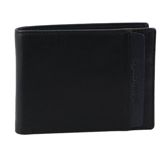 Leather Wallet Black / Leather PC 3828 BLK-NAVY Pierre Cardin Italian Leather Two Tone Tri-Fold Men's Wallet in Black