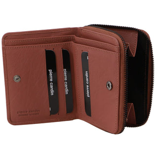 Leather Wallet Rose / Leather PC 3904 ROSE Pierre Cardin Italian Pleated Leather Ladies Press Stud Wallet in Rose