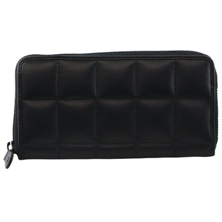 Leather Wallet Black / Leather PC 3910 BLK Pierre Cardin Italian Pleated Leather Ladies Zip Wallet in Black