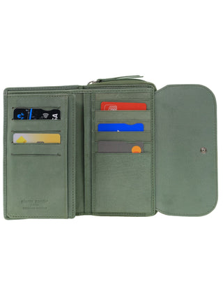 Bi-Fold Wallet Sage / Leather PC 4028 SAGE Pierre Cardin Ladies Bi-Fold Tab Wallet in Sage
