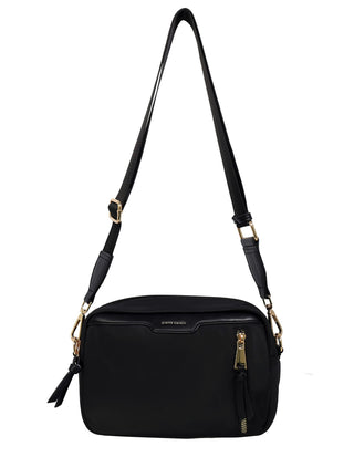 Crossbody Bag Black / Nylon/Vegan Leather PC 4115 BLK Pierre Cardin Ladies Everyday Nylon Crossbody Bag in Black