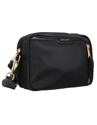 Crossbody Bag Black / Nylon/Vegan Leather PC 4115 BLK Pierre Cardin Ladies Everyday Nylon Crossbody Bag in Black