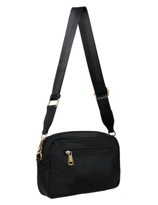 Crossbody Bag Black / Nylon/Vegan Leather PC 4115 BLK Pierre Cardin Ladies Everyday Nylon Crossbody Bag in Black
