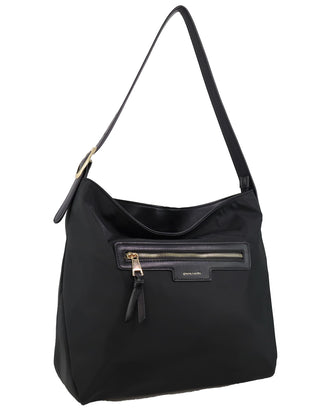 Hobo Bag Black / Nylon/Vegan Leather PC 4114 BLK Pierre Cardin Ladies Iconic Nylon Hobo/Shoulder Bag in Black