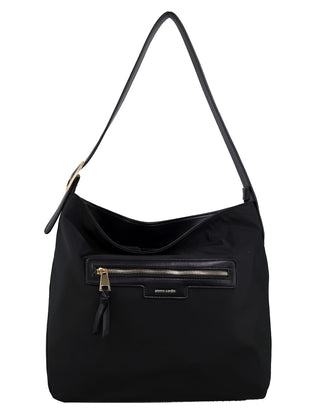 Hobo Bag Black / Nylon/Vegan Leather PC 4114 BLK Pierre Cardin Ladies Iconic Nylon Hobo/Shoulder Bag in Black