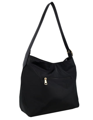 Hobo Bag Black / Nylon/Vegan Leather PC 4114 BLK Pierre Cardin Ladies Iconic Nylon Hobo/Shoulder Bag in Black