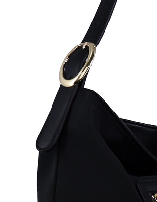 Hobo Bag Black / Nylon/Vegan Leather PC 4114 BLK Pierre Cardin Ladies Iconic Nylon Hobo/Shoulder Bag in Black