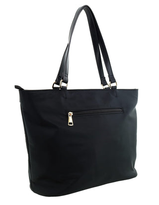 Tote Bag Black / Nylon/Vegan Leather PC 4113 BLK Pierre Cardin Ladies Iconic Nylon Tote/Shopper Bag in Black