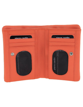 Leather Wallet Tangerine / Leather PC 4086 TANGERINE Pierre Cardin Ladies Leather Bi-Fold Wallet in Tangerine