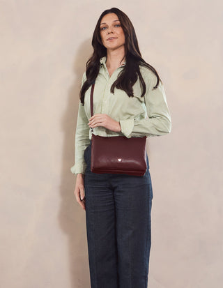 Crossbody Bag Shiraz / Leather PC 4041 SHIRAZ Pierre Cardin Ladies Leather Crossbody Bag in Shiraz