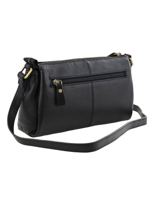 Crossbody Bag Black / Leather PC 3970 BLK Pierre Cardin Ladies Leather Durable Crossbody Bag in Black