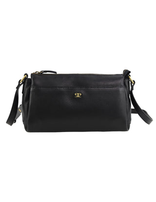 Crossbody Bag Black / Leather PC 3970 BLK Pierre Cardin Ladies Leather Durable Crossbody Bag in Black