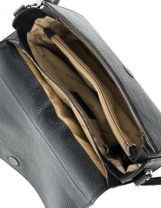 Crossbody Bag Black / Leather PC 4040 BLACK Pierre Cardin Ladies Leather Flap Over Crossbody Bag in Black