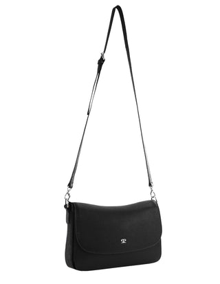 Crossbody Bag Black / Leather PC 4040 BLACK Pierre Cardin Ladies Leather Flap Over Crossbody Bag in Black