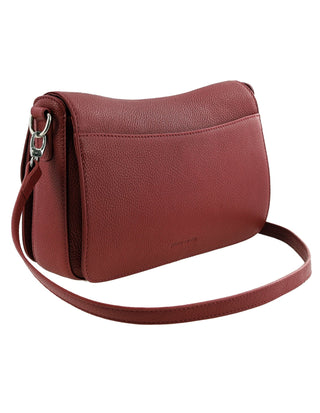 Crossbody Bag Red / Leather PC 4040 RED Pierre Cardin Ladies Leather Flap Over Crossbody Bag in Red