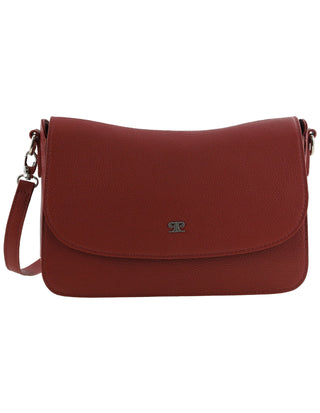 Crossbody Bag Red / Leather PC 4040 RED Pierre Cardin Ladies Leather Flap Over Crossbody Bag in Red