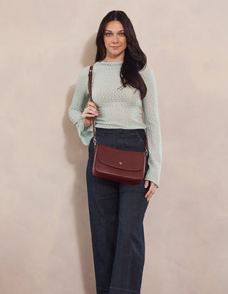 Crossbody Bag Red / Leather PC 4040 RED Pierre Cardin Ladies Leather Flap Over Crossbody Bag in Red