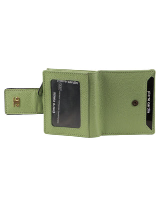 Leather Wallet Jade / Leather PC 3862 JADE Pierre Cardin Ladies Leather Flip-over Bi-fold Wallet in Jade